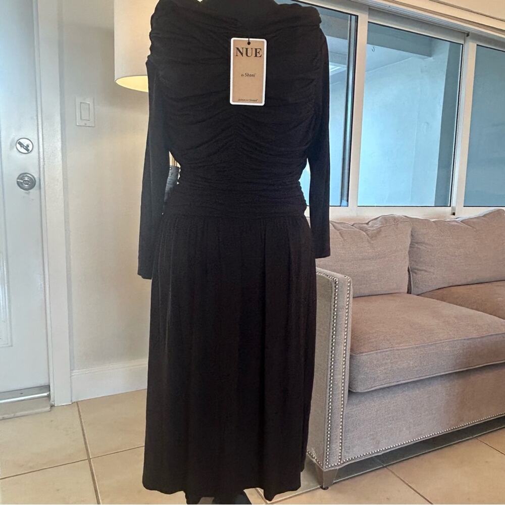 Nue by Shani Black Long Sleeve Dress, Size 12, smoothing and flattering